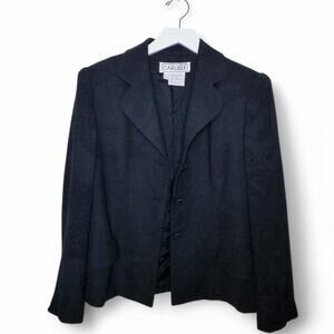 CARLISLE Blazer Wool Rayon Blend Black 3 Button Tux Collar Jacket - Size 8